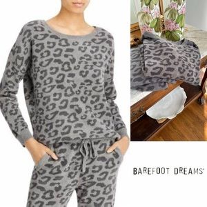 Barefoot Dreams cozy chic SET Leopard Print slouchy pullover & jogger pant